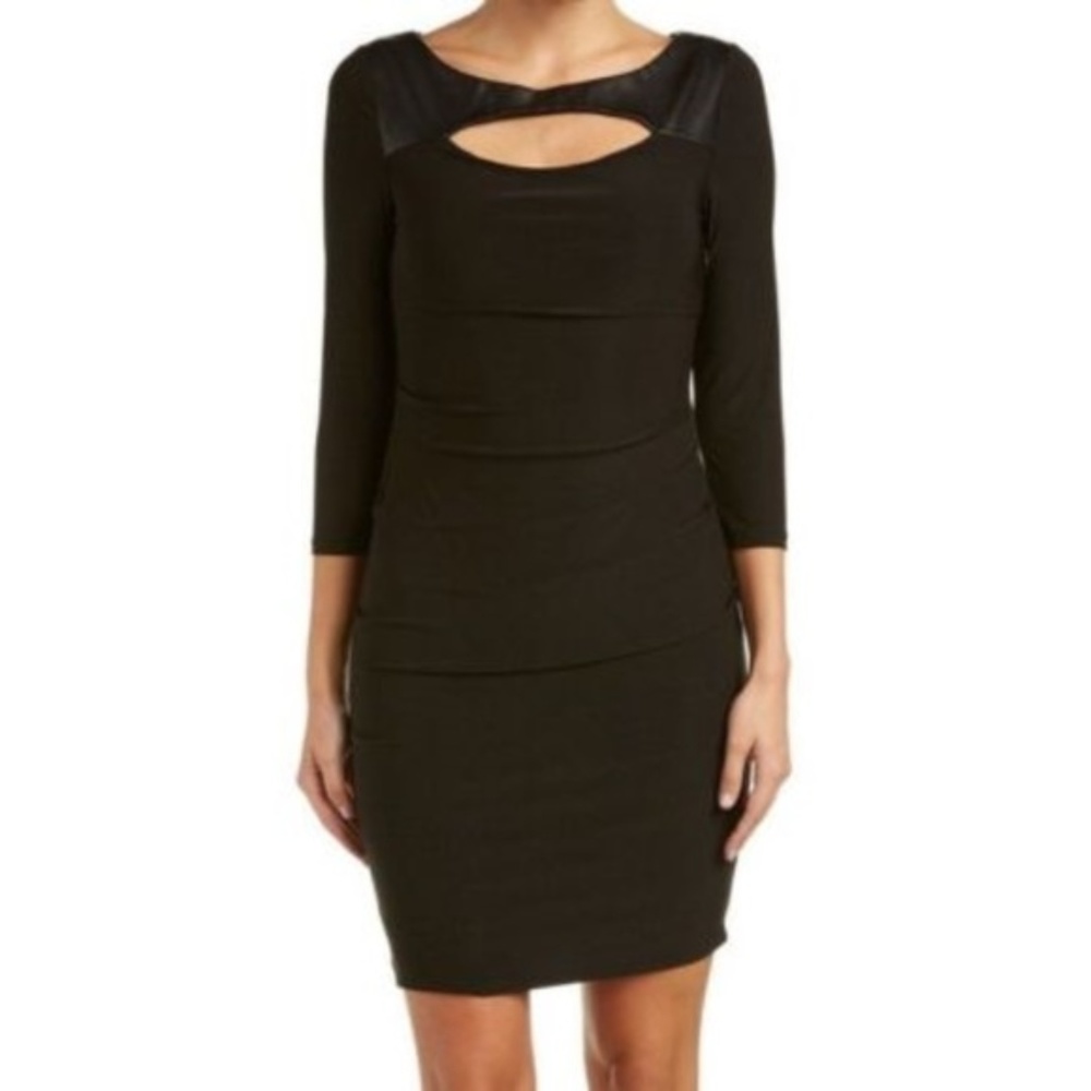 Laundry by Shelli Segal Leather Yoke Dress